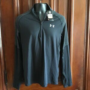 Under Armour Threadborne 1/4 Zip Coldgear Pullover Shirt Green Mens Medium